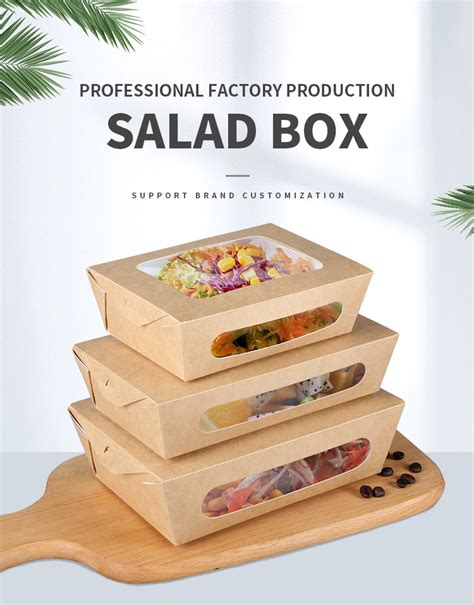 Wholesale Customization Recyclable Kraft Paper Transparent Window Salad