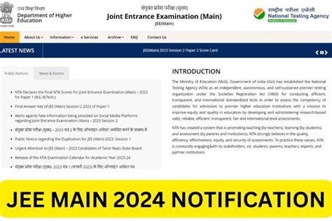 JEE Main 2024 Notification Exam Date Application Form Apply Online