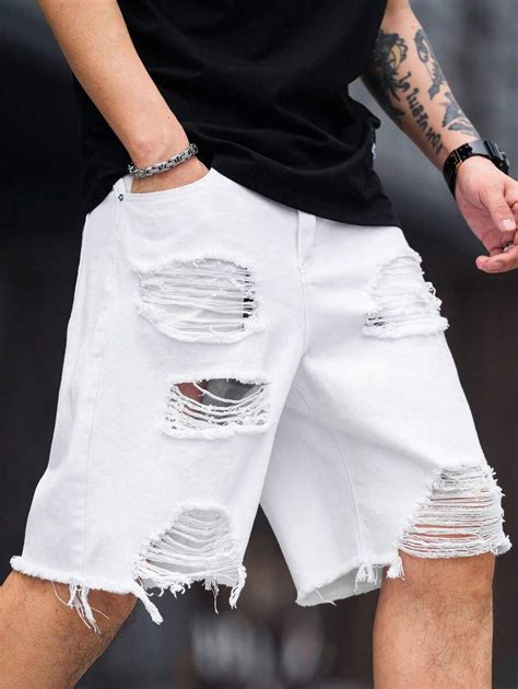 Manfinity LEGND Pantalones Cortos Vaqueros Blancos De Verano Con