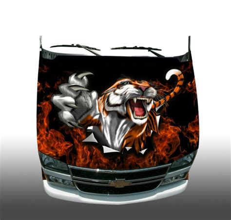 Tiger Rip Flame Fire Hood Wrap Wraps Sticker Vinyl Decal Graphic Ebay