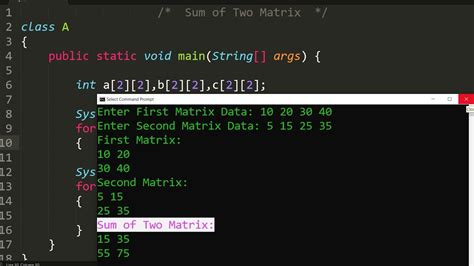 Java Program To Addition Of Two Matrix Learn Coding Youtube