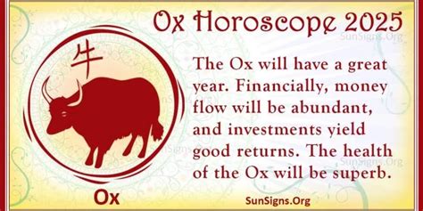 Ox Horoscope 2025 Luck And Feng Shui Predictions Sunsigns Org