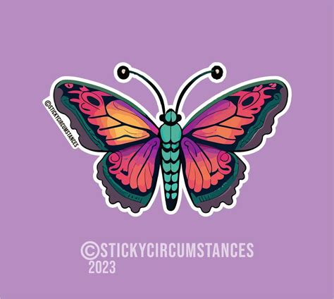 Pink And Purple Butterfly Sticker Etsy