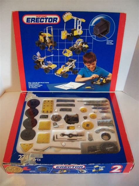 Vintage 1990s Meccano Metal Erector Set Construction In Orig Box Made In France Erector Set