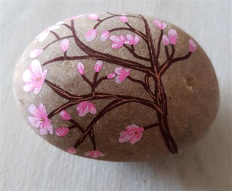 Cherry Blossom Painted Rocks Spring Blossom Flower Power