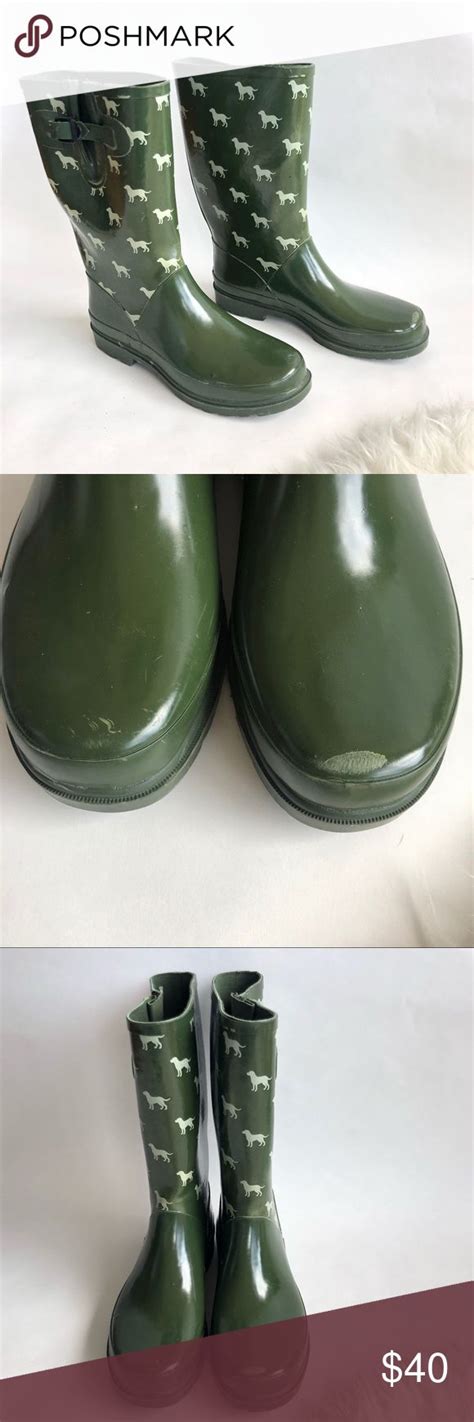 Vintage EDDIE BAUER Green Dog Print Rain Boots 10 | Boots, Rain boots ...