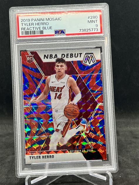 Tyler Herro 2019 Panini Mosaic Reactive Blue NBA Debut PSA 9 MINT