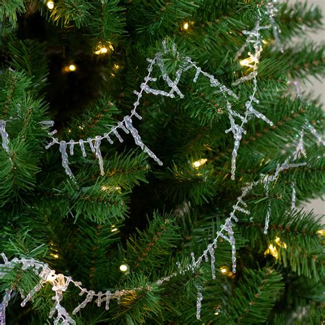 8 X 25 Clear Iridescent Icicle Beaded Artificial Christmas Garland