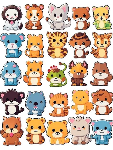 Premium AI Image | A collection of stickers of animals