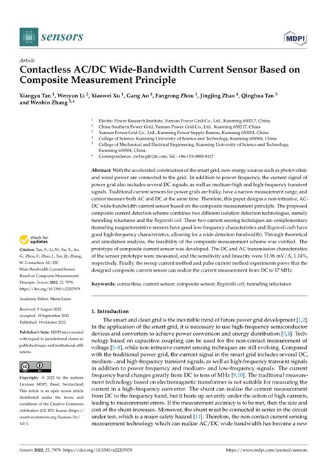 PDF Contactless AC DC Wide Bandwidth Current Sensor Based On