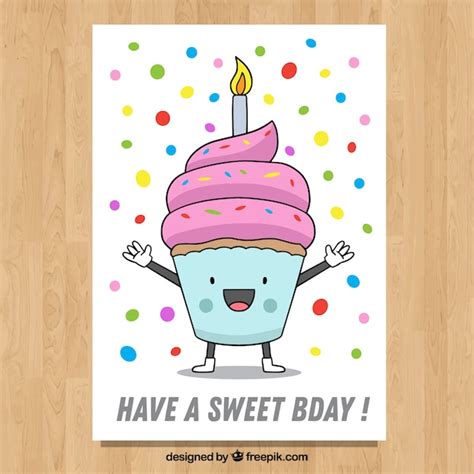 Tarjeta de feliz cumpleaños en estilo hecho a mano Vector Gratis