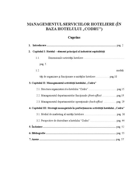 Pdf Managementul Serviciilor Hoteliere In Baza Hotelului Codru