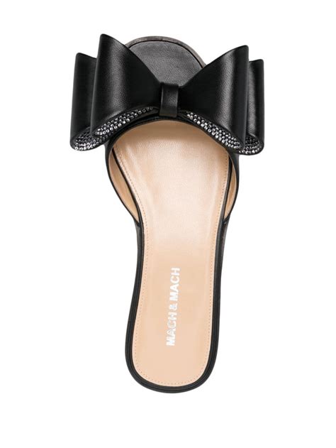 Mach Mach Bow Detail Leather Sandals Zwart Schoenen Nl