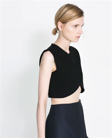 Zara Cropped Top In Black Lyst