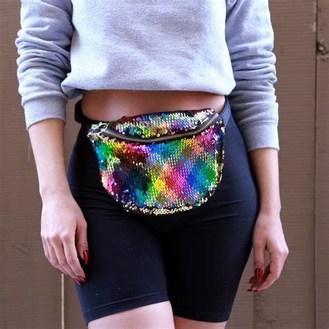 Sparkly Rainbow Gold Mermaid Moveable Sequin Fanny Pack Bum Etsy