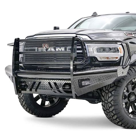 Fab Fours® Ram 3500 2021 Black Steel Full Width Black Front Hd Bumper With Full Grille Guard