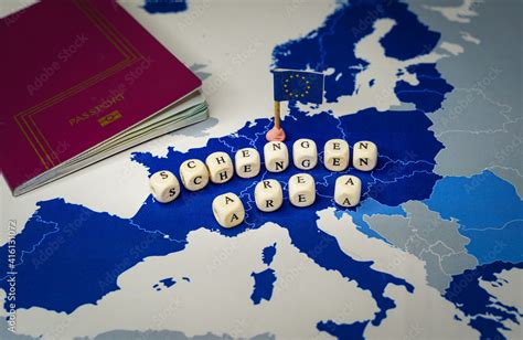 Passport And Schengen Area Message Over A Map Of The Of The