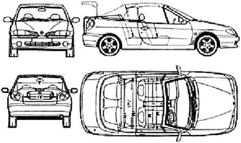 1996 Renault Megane Cabriolet Blueprints Free Outlines