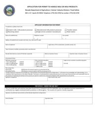 Nevada Application For Permit To Operate As A Bulk Milk Hauler Fill