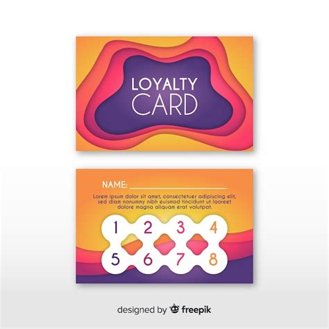 Free Vector Modern Loyalty Card Template With Colorful Style