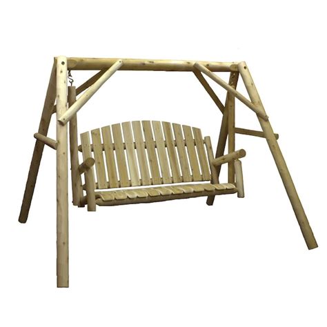 Lakeland Mills 3 Person Natural Cedar Wood Outdoor Swing In The Porch