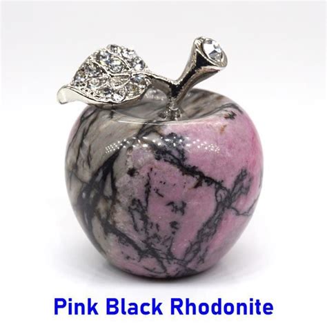 PIERRE VENDUE SEULE Black Rhodonite Statue De Pomme En Cristal De