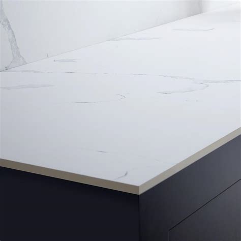 Howdens 3m X 12mm Square Edge White Marble Effect Compact Laminate