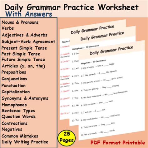 English Grammar For Seniors Worksheets Daily Practice