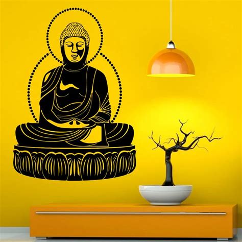 Zooyoo Popular Wall Decals Buddha Meditates Wall Stickers Home Decor