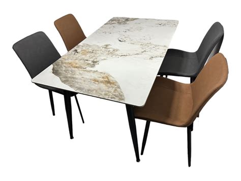 Table Céramique effet Marbre Design avec 4 chaises incluses