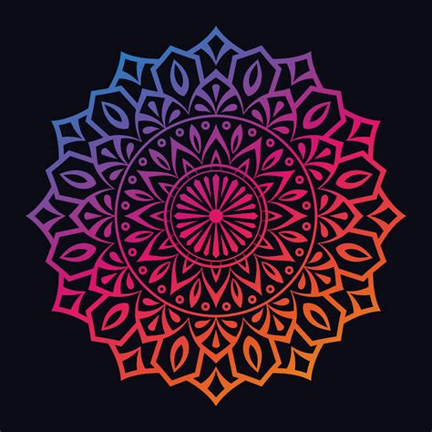 mandala de color degradado de colores sobre fondo negro aislado diseño