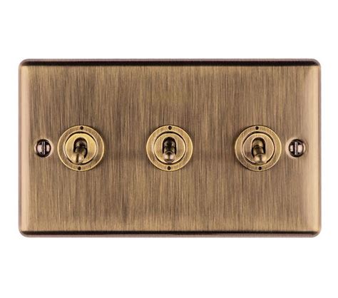 Carlisle Brass Eurolite Enhance Decorative 3 Gang 10 Amp 2 Way Toggle Switch Antique Brass