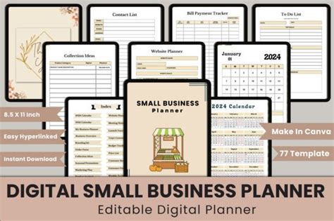 Hyperlinked Small Business Planner Canva Graphic By Munjixpro