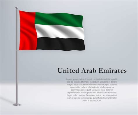 Ondeando La Bandera De Los Emiratos Rabes Unidos En El Asta De La