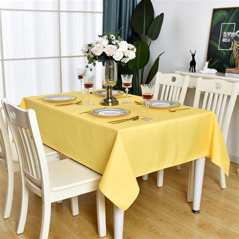 Kaipho Yellow Rectangle Tablecloth Waterproof Stain Resistant Wrinkle Free Table Cloth 210gsm