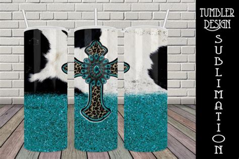 Tumbler Design Sublimation Cross Cowhide Graphic By Digital Creative