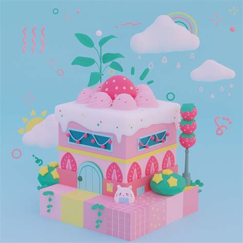 Strawberry shortcake house - Finished Projects - Blender Artists Community