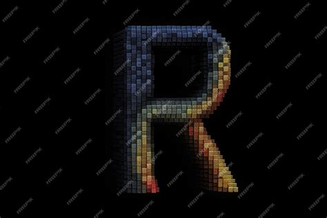 Premium Photo Letter R Pixel Art Style On Black Background