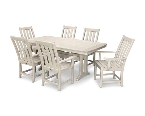 Polywood Vineyard 7 Piece Dining Set Sand 7 Piece Dining Set Outdoor Dining Spaces Patio