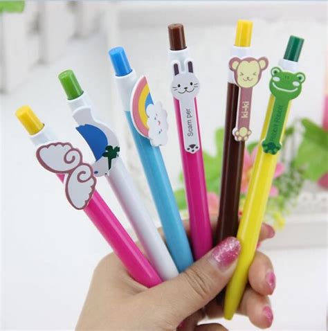 6 Designs Cute Cartoon Kawaii Novelty Ballpoint Pens Lovely Cat Bird