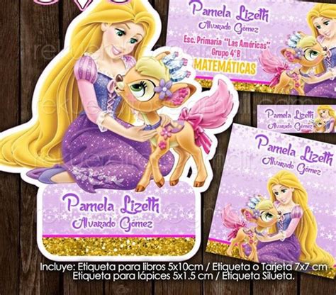 Kit Imprimible Etiquetas Escolares Princesa Rapunzel Disney 25 00