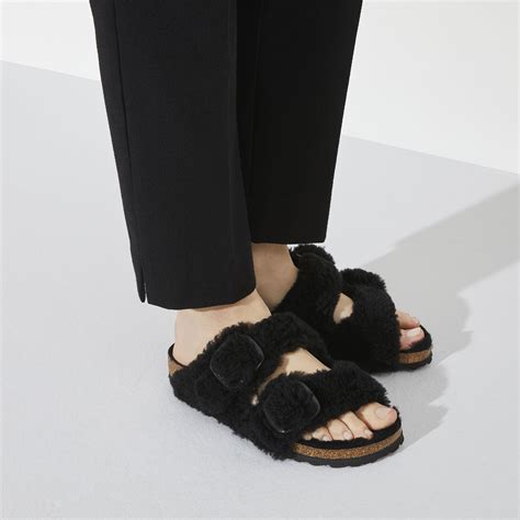 Arizona Big Buckle Shearling Teddy Black Birkenstock