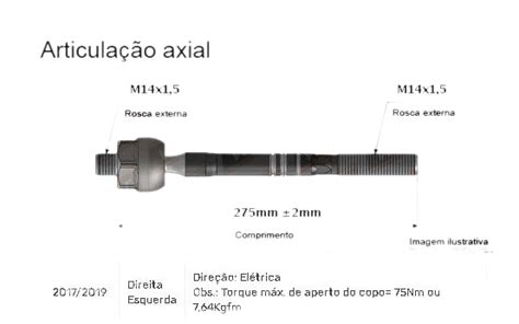 Barra Axial Cobalt Onix Prisma Spin Joy Direção Elétrica TRW TRW