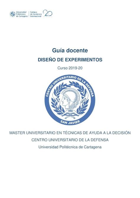 PDF DISEÑO DE EXPERIMENTOS 4 Contenidos 4 1 Contenidos del plan de