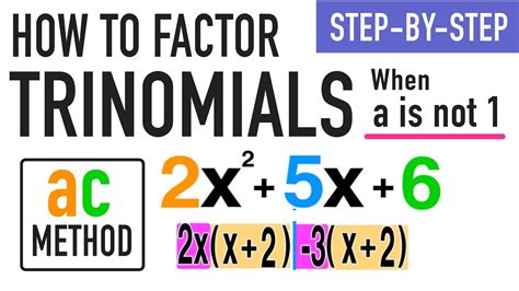 How To Factor A Trinomial When A Is Not Explained Ac Method Youtube