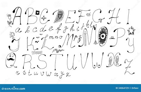 Hand Gezeichnete Buchstaben Vektor Abbildung Illustration Von Sprache