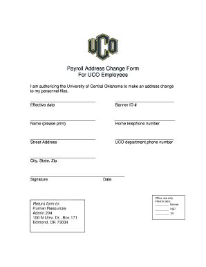 Fillable Online Uco Payroll Address Change Form For UCO Employees