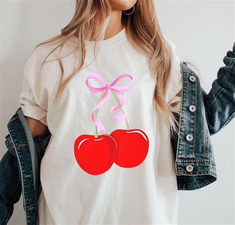 Coquette Cherry And Bow Sweatshirt Coquette Aesthetic Sweatshirt Ribbon Crewneck Cottage Core