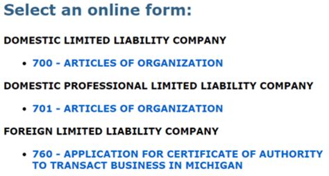 Michigan Llc Articles Of Organization How To Register