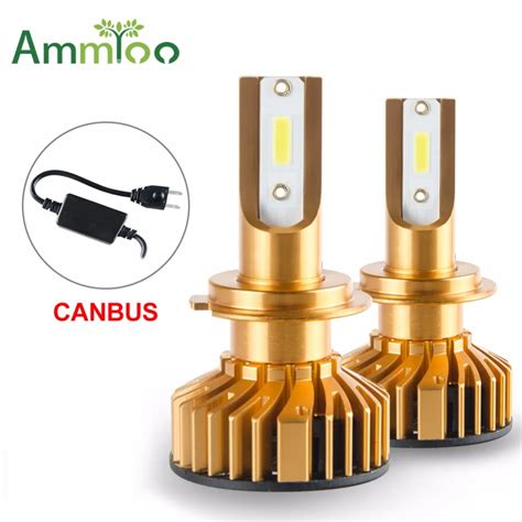 AmmToo 2PCS H7 Led H4 Car Headlight Mini Canbus 9012 H1 Led Bulbs H11